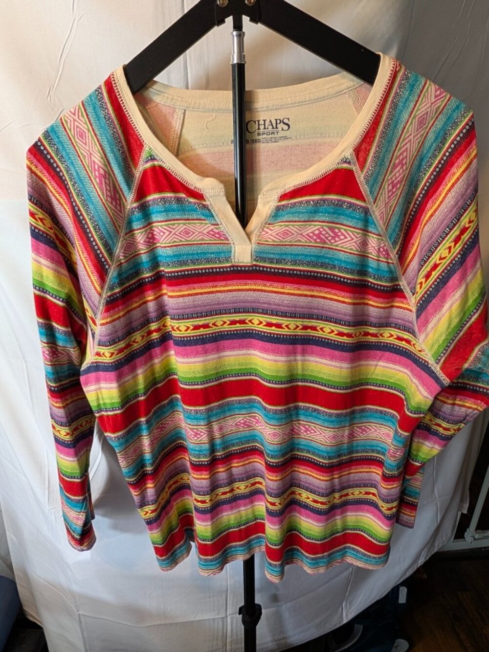 Chaps Sport Sz 2X Women's Southwest/Aztec Multicolor Long Sleeve Shirt